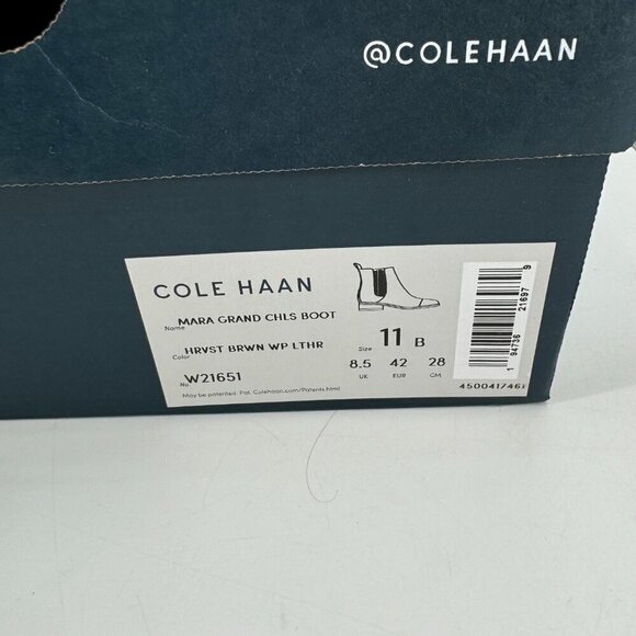 Cole Haan Brown Leather Mara Waterproof Cap Toe Classic 11 Chelsea Ankle Boots - Picture 3 of 7